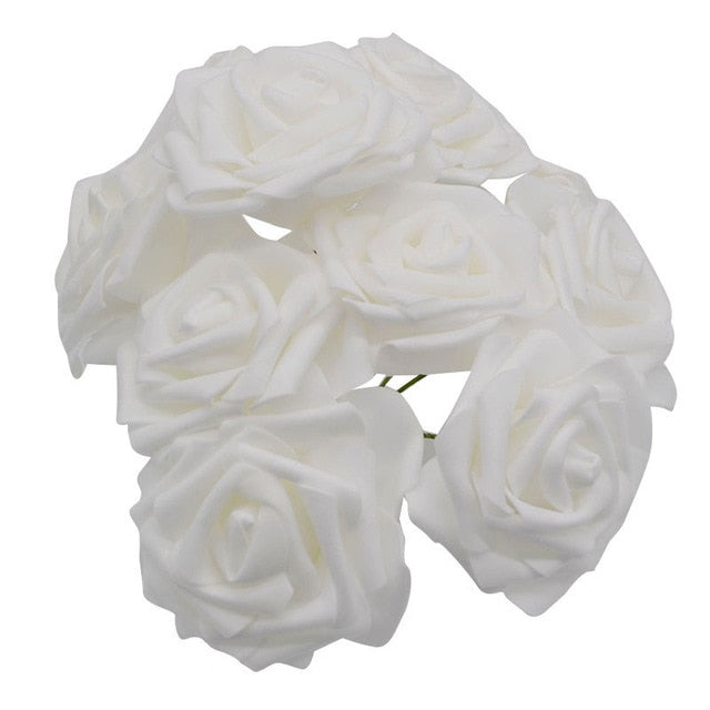 10 Heads 8CM Pretty Charming Artificial Flowers PE Foam Rose Flowers Bride Bouquet Home Wedding Decor Scrapbooking DIY Supplies