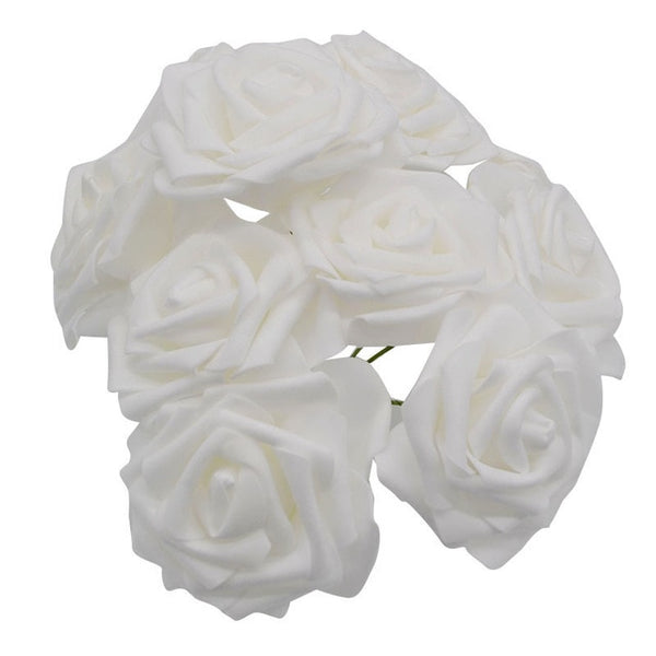 10 Heads 8CM Pretty Charming Artificial Flowers PE Foam Rose Flowers Bride Bouquet Home Wedding Decor Scrapbooking DIY Supplies