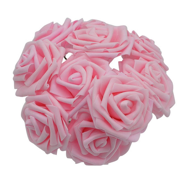 10 Heads 8CM Pretty Charming Artificial Flowers PE Foam Rose Flowers Bride Bouquet Home Wedding Decor Scrapbooking DIY Supplies
