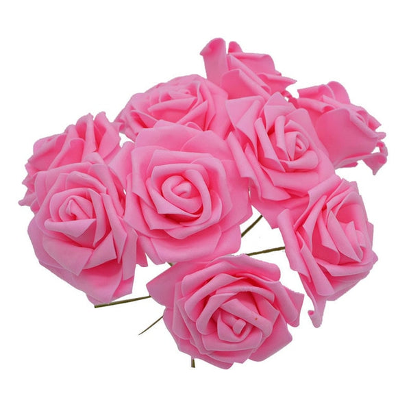10 Heads 8CM Pretty Charming Artificial Flowers PE Foam Rose Flowers Bride Bouquet Home Wedding Decor Scrapbooking DIY Supplies