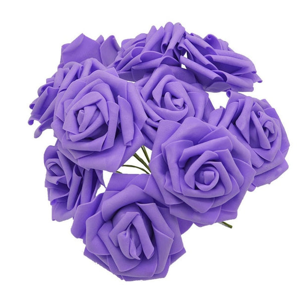 10 Heads 8CM Pretty Charming Artificial Flowers PE Foam Rose Flowers Bride Bouquet Home Wedding Decor Scrapbooking DIY Supplies