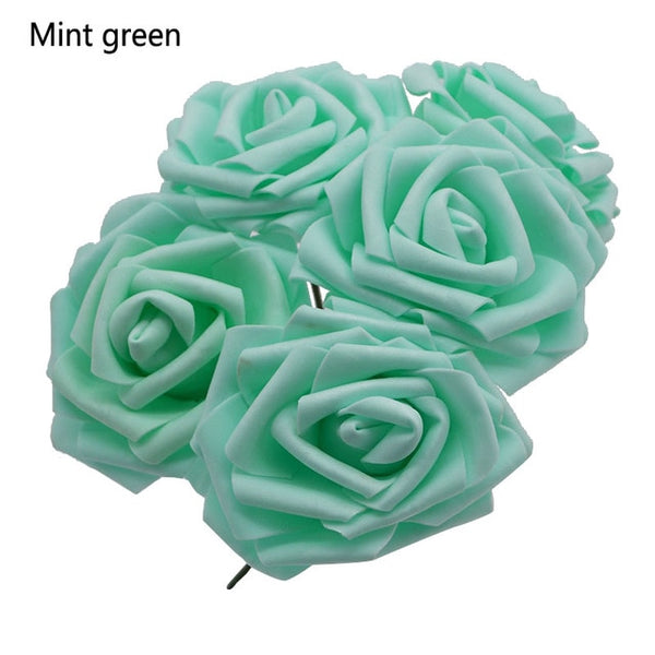 10 Heads 8CM Pretty Charming Artificial Flowers PE Foam Rose Flowers Bride Bouquet Home Wedding Decor Scrapbooking DIY Supplies