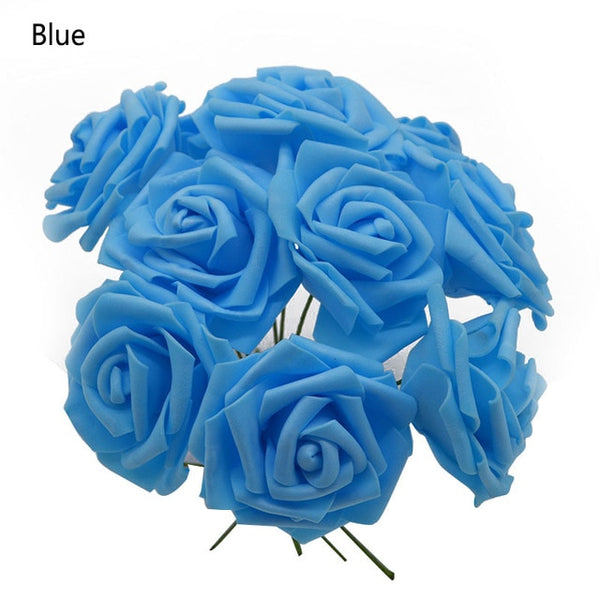 10 Heads 8CM Pretty Charming Artificial Flowers PE Foam Rose Flowers Bride Bouquet Home Wedding Decor Scrapbooking DIY Supplies