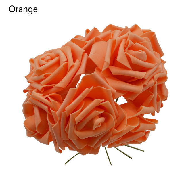 10 Heads 8CM Pretty Charming Artificial Flowers PE Foam Rose Flowers Bride Bouquet Home Wedding Decor Scrapbooking DIY Supplies