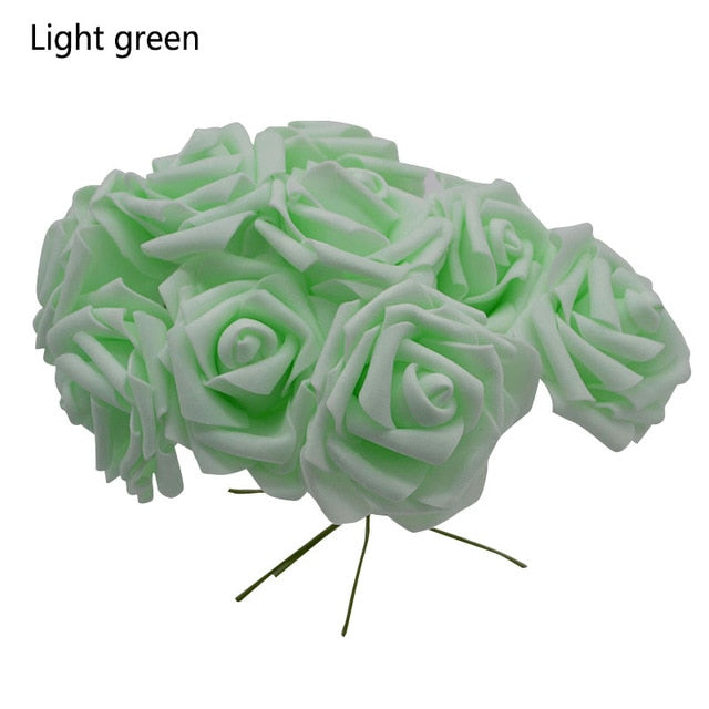 10 Heads 8CM Pretty Charming Artificial Flowers PE Foam Rose Flowers Bride Bouquet Home Wedding Decor Scrapbooking DIY Supplies