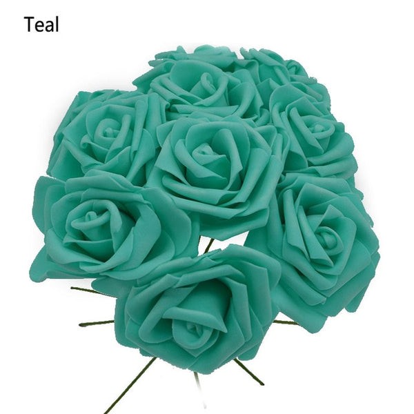 10 Heads 8CM Pretty Charming Artificial Flowers PE Foam Rose Flowers Bride Bouquet Home Wedding Decor Scrapbooking DIY Supplies