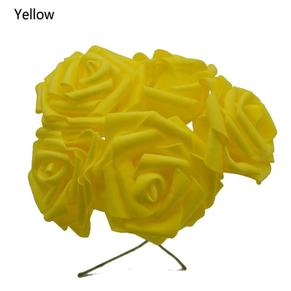 10 Heads 8CM Pretty Charming Artificial Flowers PE Foam Rose Flowers Bride Bouquet Home Wedding Decor Scrapbooking DIY Supplies
