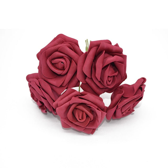 10 Heads 8CM Pretty Charming Artificial Flowers PE Foam Rose Flowers Bride Bouquet Home Wedding Decor Scrapbooking DIY Supplies