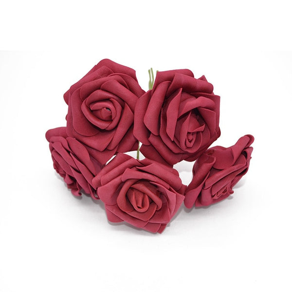 10 Heads 8CM Pretty Charming Artificial Flowers PE Foam Rose Flowers Bride Bouquet Home Wedding Decor Scrapbooking DIY Supplies