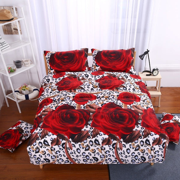 New 3d Red Love Bedding Set Romantic Wedding Valentines Gift for Her 4pcs Include Duvet Cover Bed Sheet Pillowcase Free Shipping
