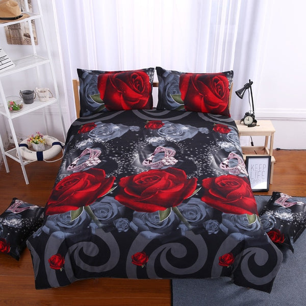 New 3d Red Love Bedding Set Romantic Wedding Valentines Gift for Her 4pcs Include Duvet Cover Bed Sheet Pillowcase Free Shipping