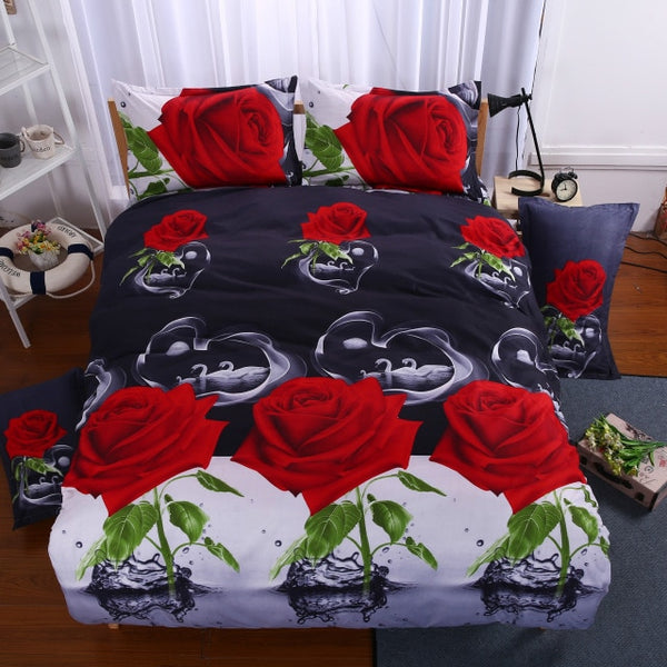 New 3d Red Love Bedding Set Romantic Wedding Valentines Gift for Her 4pcs Include Duvet Cover Bed Sheet Pillowcase Free Shipping