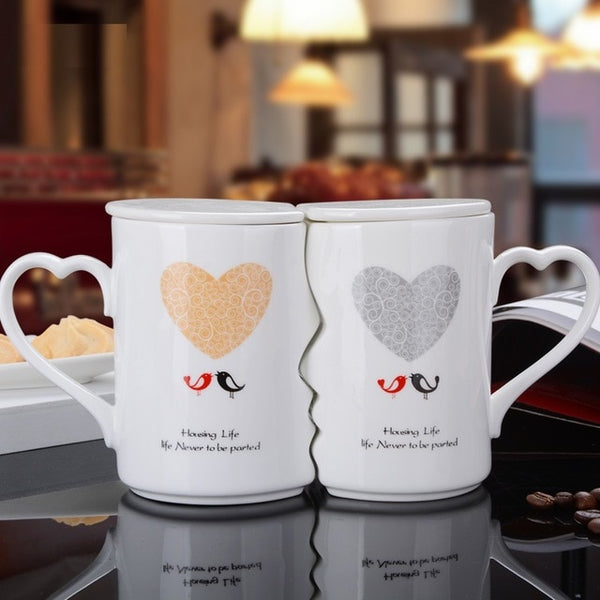 OUSSIRRO 2Pcs/Set Couple Cup Ceramic Kiss Mug Valentine's Day Wedding Birthday Gift L2105
