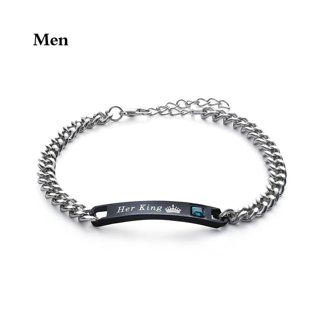 1PC Stainless Steel Lover Couples her Beast& His Beauty Bangles Her King His Queen Bracelets Men Women Jewelry Valentine's Day