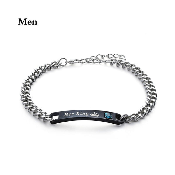 1PC Stainless Steel Lover Couples her Beast& His Beauty Bangles Her King His Queen Bracelets Men Women Jewelry Valentine's Day