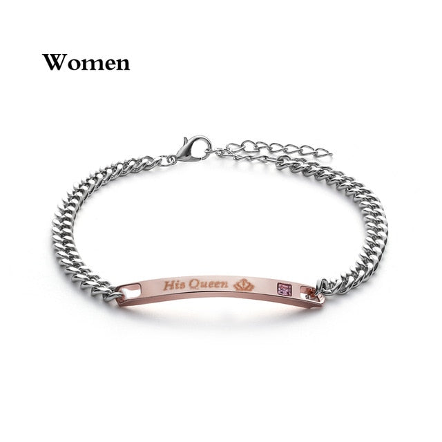 1PC Stainless Steel Lover Couples her Beast& His Beauty Bangles Her King His Queen Bracelets Men Women Jewelry Valentine's Day