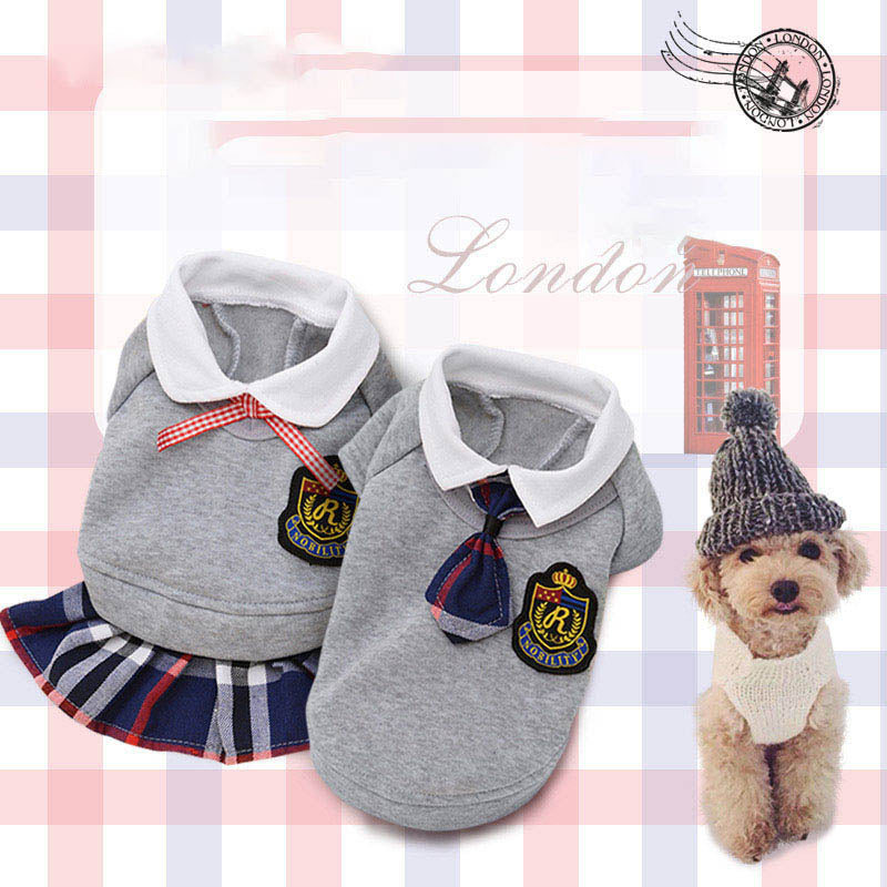 British Style Dog Clothes Plaid Pets Dogs Clothing Couple Dog Costume Cat Clothes Valentine Clothes For Dogs Chihuahua Yorkshire