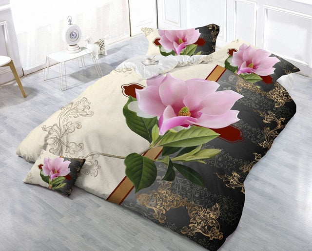 3/4pcs Cotton 3D Rose Bedding Sets High Quality Cover Bedsheet Pillowcase Reactive Printed Bedclothes Queen Bed Linen