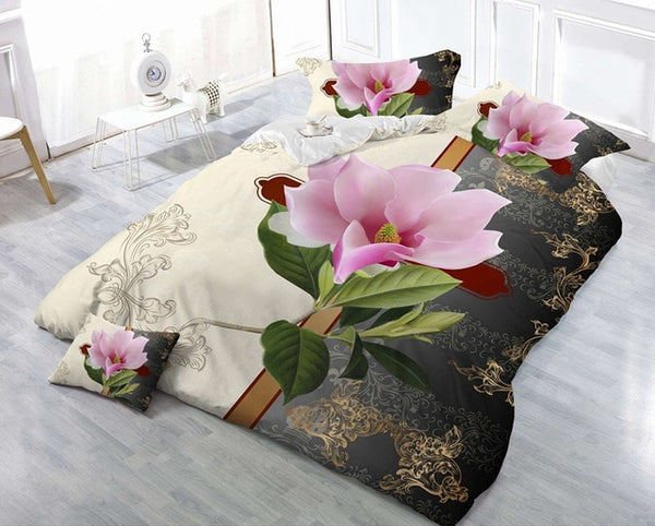 3/4pcs Cotton 3D Rose Bedding Sets High Quality Cover Bedsheet Pillowcase Reactive Printed Bedclothes Queen Bed Linen