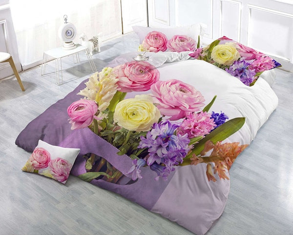 3/4pcs Cotton 3D Rose Bedding Sets High Quality Cover Bedsheet Pillowcase Reactive Printed Bedclothes Queen Bed Linen