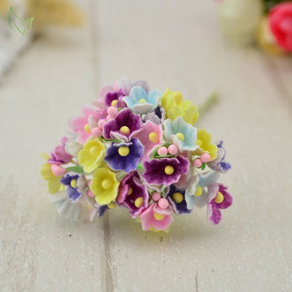8 pieces / 40 heads 1 cm mini paper flowers roses bouquet artificial flower cheap wedding decoration for scrapbooking DIY flores