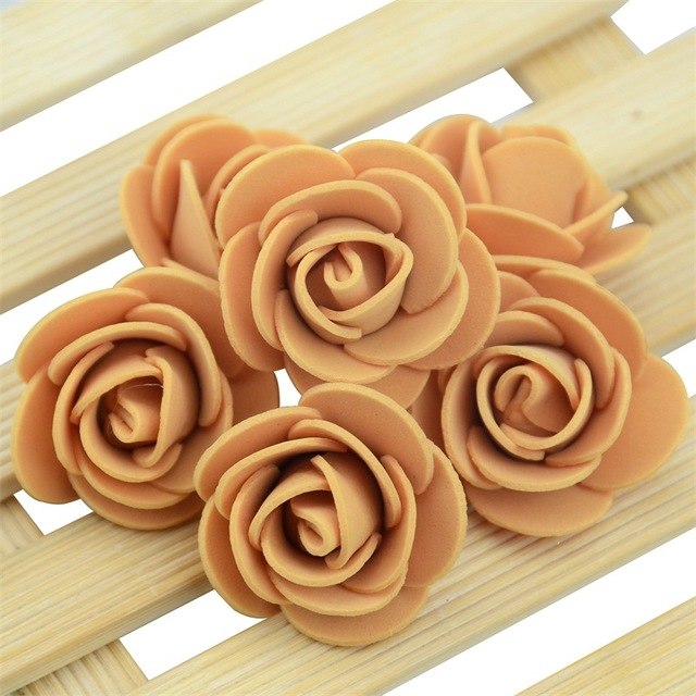 50PCS/Lot Artificial Mini PE Foam Rose Flower Head Handmade DIY Wedding Home Decoration DIY Scrapbooking Fake Flower Kiss Ball