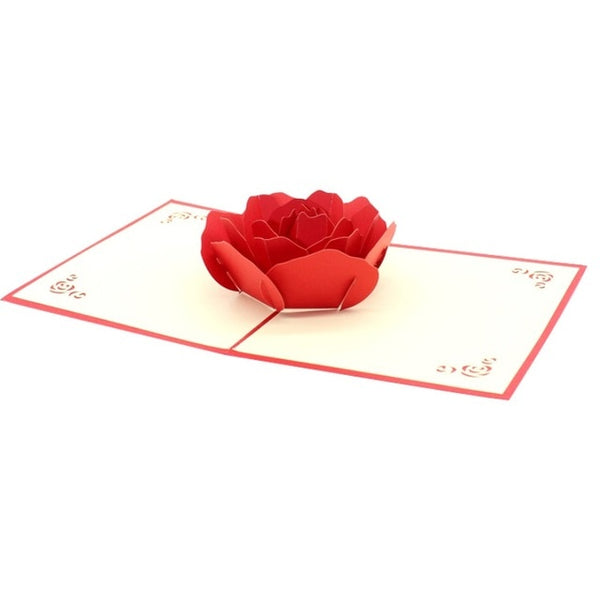 3D Pop UP Greeting Cards Fantastic Flower Handmade Gift Nature Love with Bunch of Roses Happy Birthday with Flowers