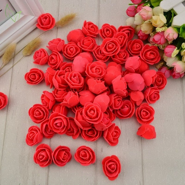 100pcs PE Foam fake flower roses head artificial flowers cheap wedding decoration for scrapbooking gift box diy wreath Multi-use