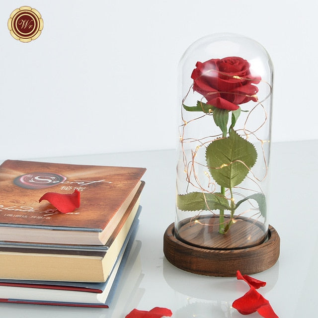 The Beast Red Artificial Flower Eternal Rose with LED Light Creative Gifts For Birthday Valentine's Christmas Home Decoration