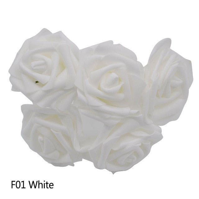 10 Heads 5 Heads 8CM Artificial PE Foam Rose Flowers Bridal Bridesmaid Bouquet Wedding Home Decoration Scrapbook DIY Supplies