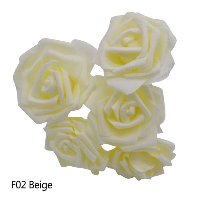 10 Heads 5 Heads 8CM Artificial PE Foam Rose Flowers Bridal Bridesmaid Bouquet Wedding Home Decoration Scrapbook DIY Supplies