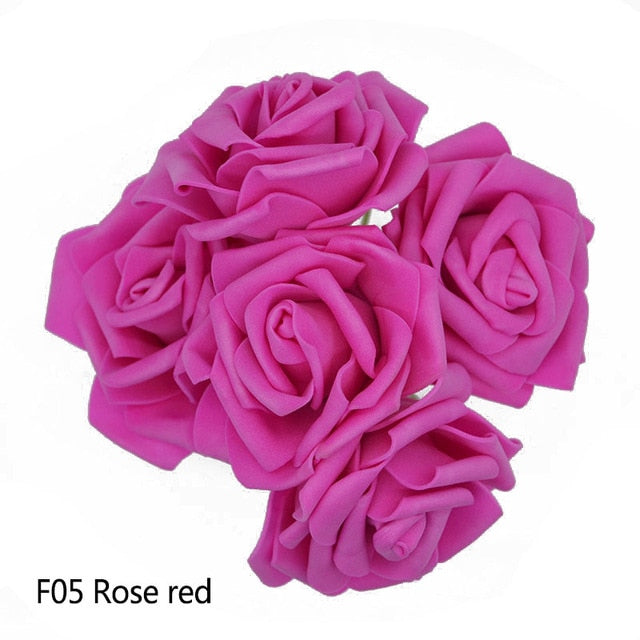 10 Heads 5 Heads 8CM Artificial PE Foam Rose Flowers Bridal Bridesmaid Bouquet Wedding Home Decoration Scrapbook DIY Supplies