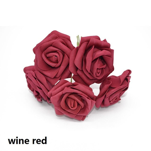 10 Heads 5 Heads 8CM Artificial PE Foam Rose Flowers Bridal Bridesmaid Bouquet Wedding Home Decoration Scrapbook DIY Supplies