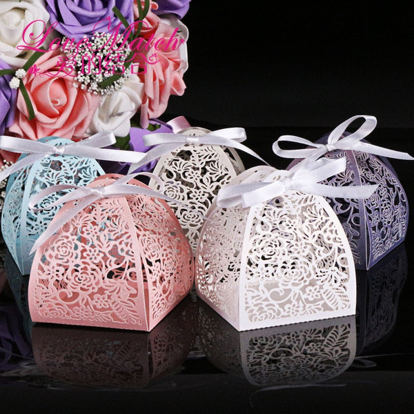 50Pcs Laser Cut Flower Wedding Candy Box Wedding Gift For Guest Wedding Favors And Gifts Christmas and Birthday Party Decoration