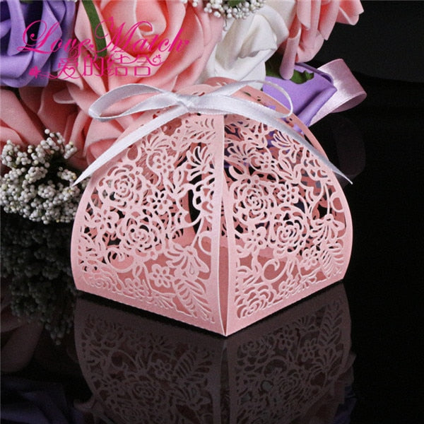 50Pcs Laser Cut Flower Wedding Candy Box Wedding Gift For Guest Wedding Favors And Gifts Christmas and Birthday Party Decoration