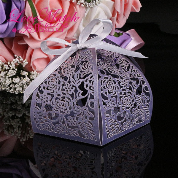 50Pcs Laser Cut Flower Wedding Candy Box Wedding Gift For Guest Wedding Favors And Gifts Christmas and Birthday Party Decoration