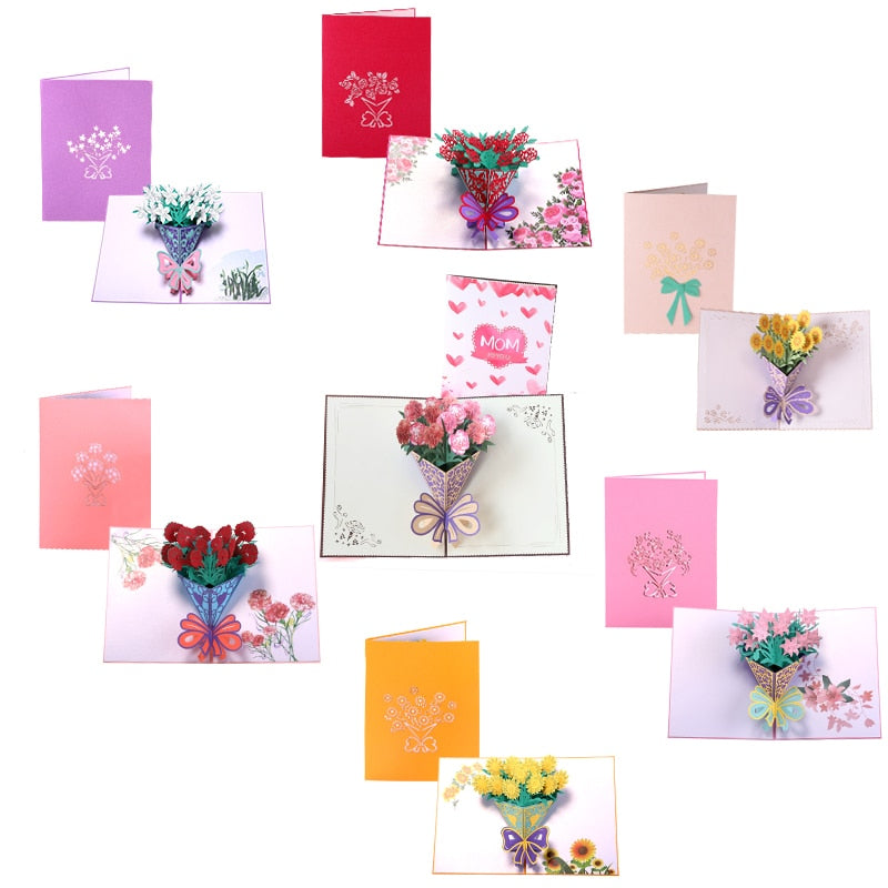 Thank You Thanksgiving 3D Pop Up Greeting Post Cards for Birthday Lover Valentine's Day Rose Wedding Invitations Customzied