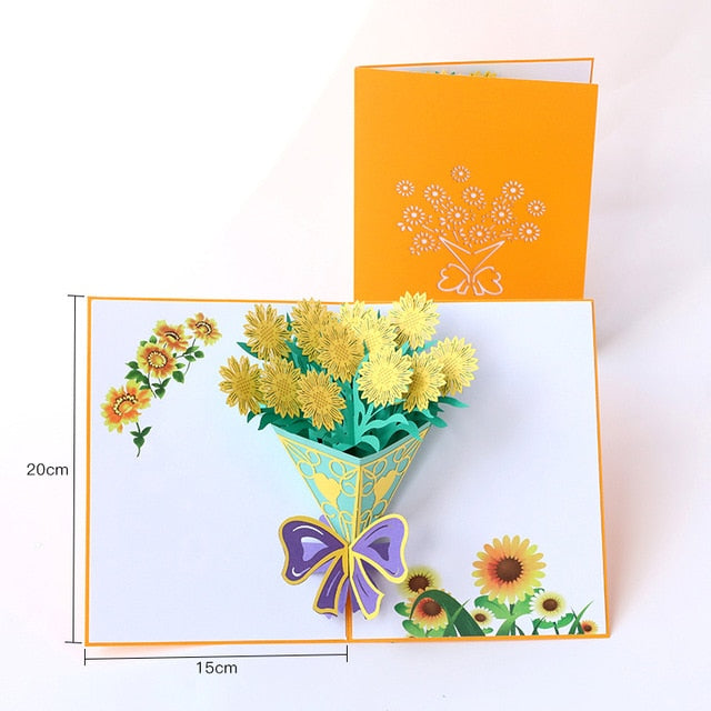 Thank You Thanksgiving 3D Pop Up Greeting Post Cards for Birthday Lover Valentine's Day Rose Wedding Invitations Customzied