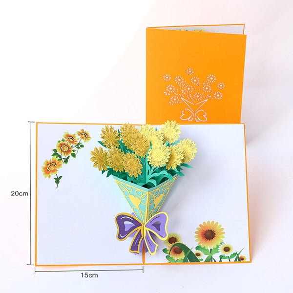 Thank You Thanksgiving 3D Pop Up Greeting Post Cards for Birthday Lover Valentine's Day Rose Wedding Invitations Customzied