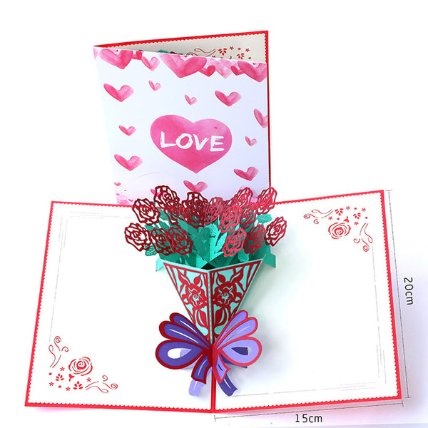 Thank You Thanksgiving 3D Pop Up Greeting Post Cards for Birthday Lover Valentine's Day Rose Wedding Invitations Customzied