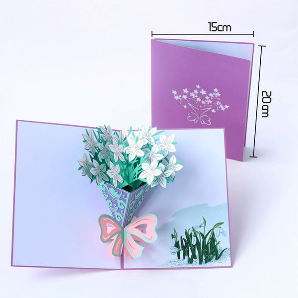 Thank You Thanksgiving 3D Pop Up Greeting Post Cards for Birthday Lover Valentine's Day Rose Wedding Invitations Customzied