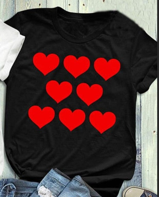 Lover Heart T-Shirt Love Clothing Heart Tee Red Printed Harajuku Slogan Tops Valentines Day Shirt Unisex Couple Matching t shirt