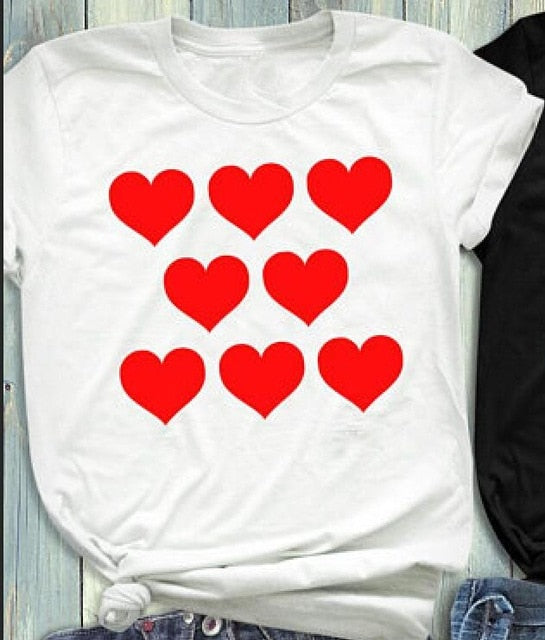 Lover Heart T-Shirt Love Clothing Heart Tee Red Printed Harajuku Slogan Tops Valentines Day Shirt Unisex Couple Matching t shirt