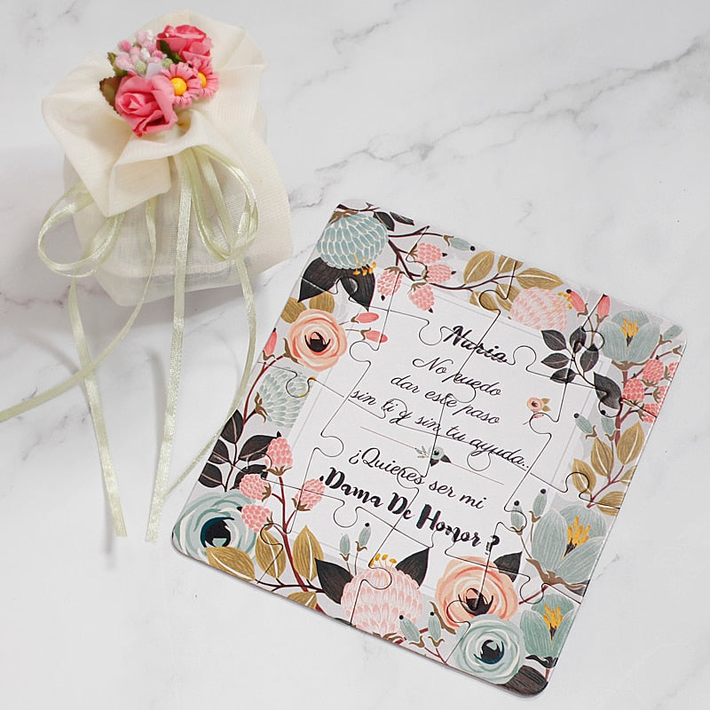 2018 New Personalized Bridesmaid Groomsman Proposal Puzzle Gift Any Text Language Customized Invitations Card Wedding Decoration