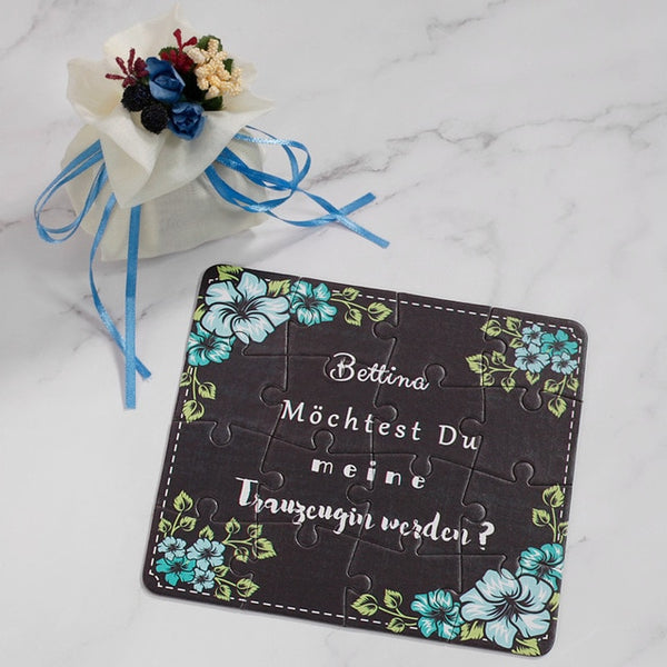 2018 New Personalized Bridesmaid Groomsman Proposal Puzzle Gift Any Text Language Customized Invitations Card Wedding Decoration