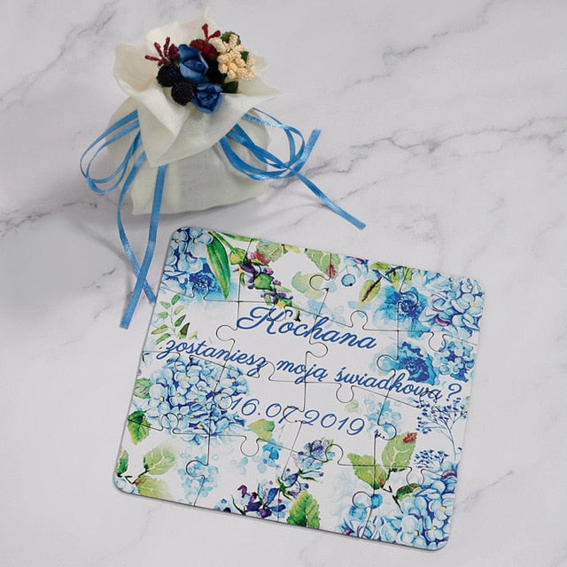 2018 New Personalized Bridesmaid Groomsman Proposal Puzzle Gift Any Text Language Customized Invitations Card Wedding Decoration