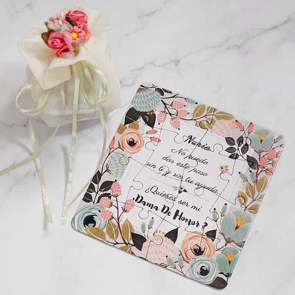 2018 New Personalized Bridesmaid Groomsman Proposal Puzzle Gift Any Text Language Customized Invitations Card Wedding Decoration