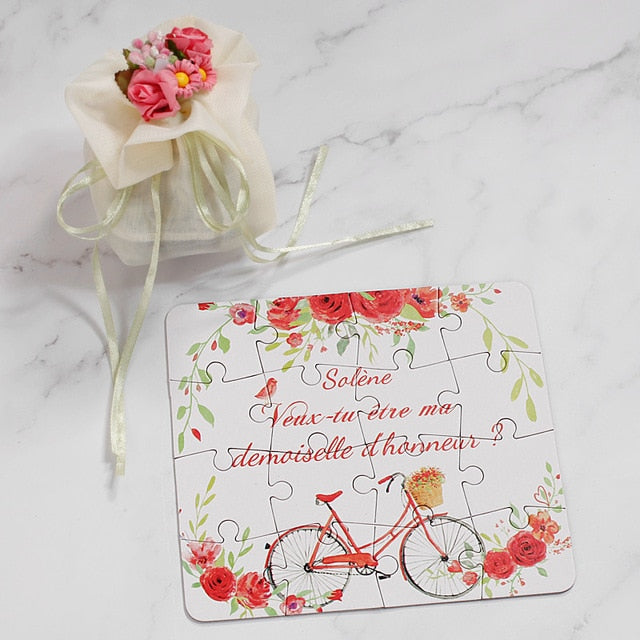 2018 New Personalized Bridesmaid Groomsman Proposal Puzzle Gift Any Text Language Customized Invitations Card Wedding Decoration