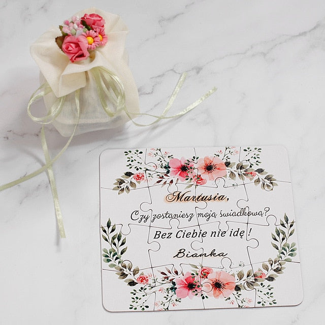 2018 New Personalized Bridesmaid Groomsman Proposal Puzzle Gift Any Text Language Customized Invitations Card Wedding Decoration