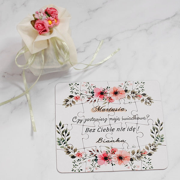 2018 New Personalized Bridesmaid Groomsman Proposal Puzzle Gift Any Text Language Customized Invitations Card Wedding Decoration